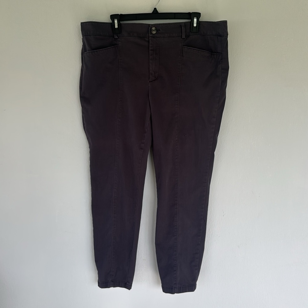 LOFT gray high rise cotton stretch skinny ankle pants size 16 - Picture 2 of 12